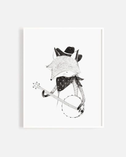 ART PRINT || BANJO FOX, Colour: WHITE, Season: 2024_PRINTS, Size: 8x10