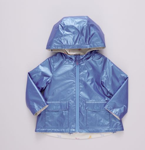 girls rafa rain coat - blue metallic, Colour: bm, Season: 2025 spring/summer, Size: 5Y