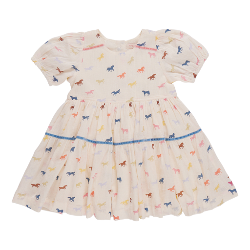 girls charlie dress - multi tiny horses