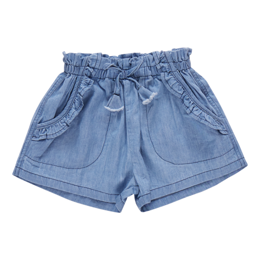 girls theodore short - medium wash chambray