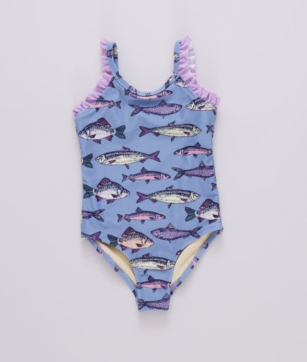 girls claire suit - blue multi fishies, Colour: bmf, Season: 2025 spring/summer, Size: 2Y