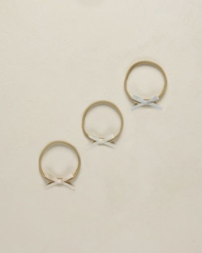BABY BOW HEADBANDS || POWDER BLUE, BLUSH, IVORY, Colour: BLUE-BLUSH-IVORY, Season: NLSS25_D1, Size: BEIGE-OS