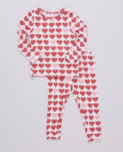 pink and red hearts pj set