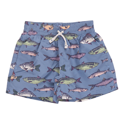 boys swim trunk - bluestone multi fishies, Colour: bmf, Season: 2025 spring/summer, Size: 2Y