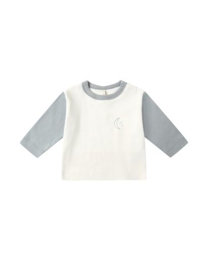 LONG SLEEVE RAGLAN TEE || MOON, Colour: IVORY-BLUE, Season: QMAW25_D1, Size: 0-3M