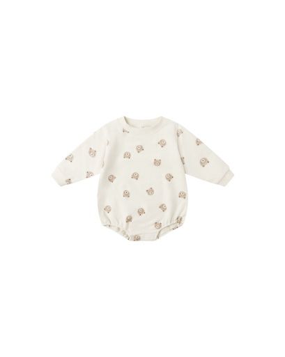 CREWNECK BUBBLE ROMPER || BROWN BEAR