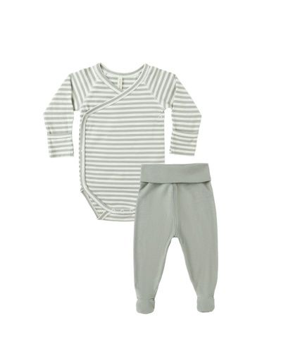 SIDE SNAP BODYSUIT + PANT SET || FERN STRIPE
