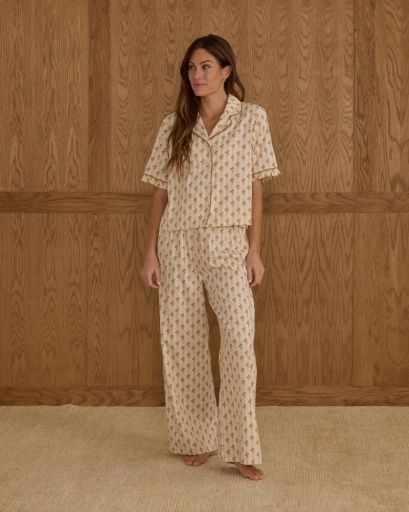 WOVEN PAJAMA SET | GOLDEN BLOOM, Size: S
