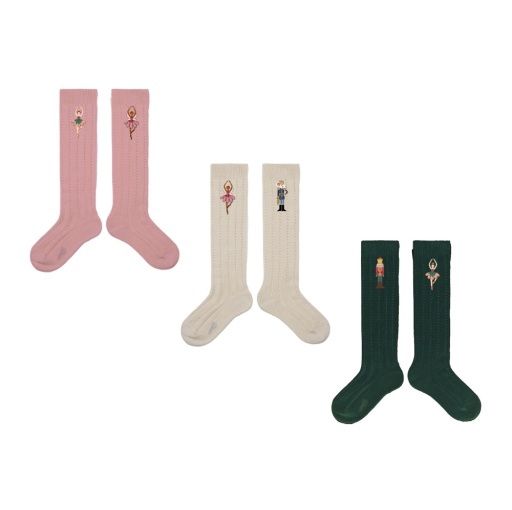 kids 3-pk holiday knee sock - nutcracker ballet, Colour: ncbl, Season: 2025 fall/winter, Size: 2/3Y