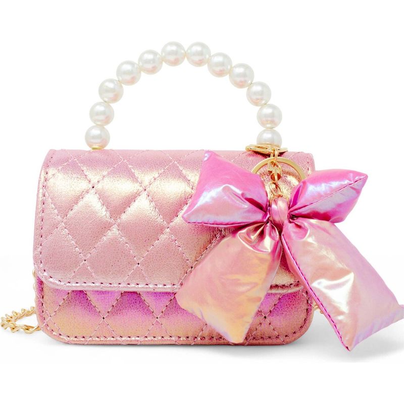 Shiny Quilted Fluffy Bow Handbag