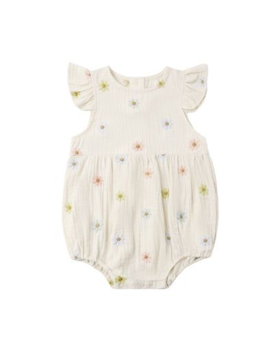 AMELIA ROMPER EMBROIDERED DAISIES, Size: 0-3M