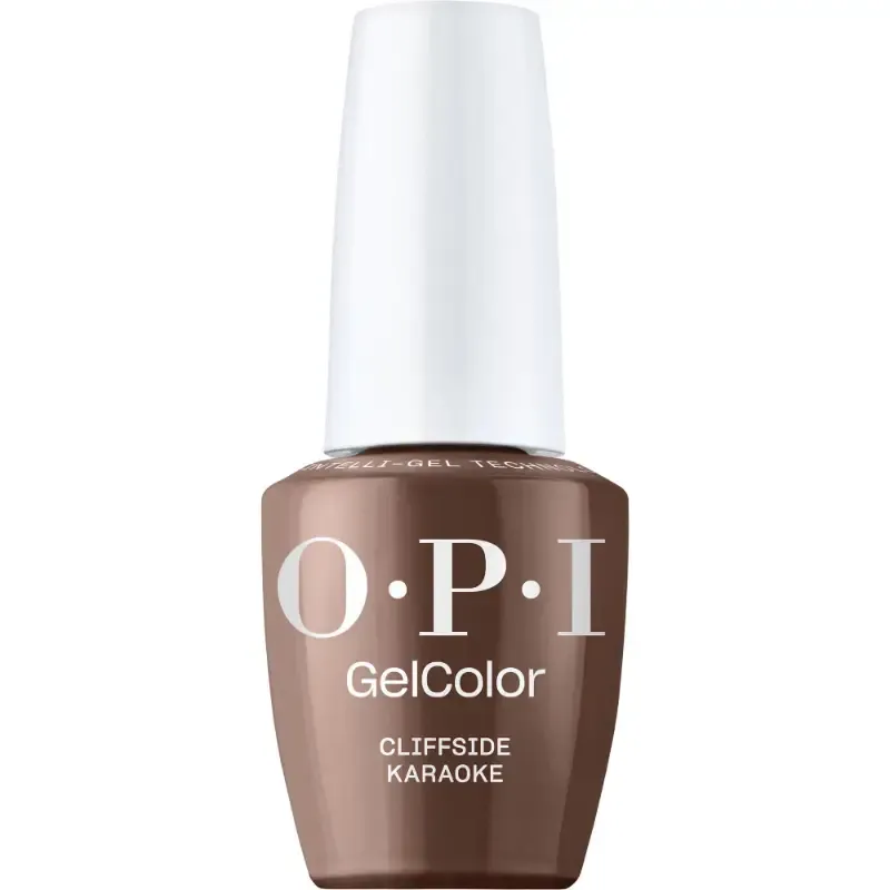 OPI Cliffside Karaoke bruine gellak met glansafwerking. Een warme en diepe aardetint die je nagels een stijlvolle en tijdloze uitstraling geeft.