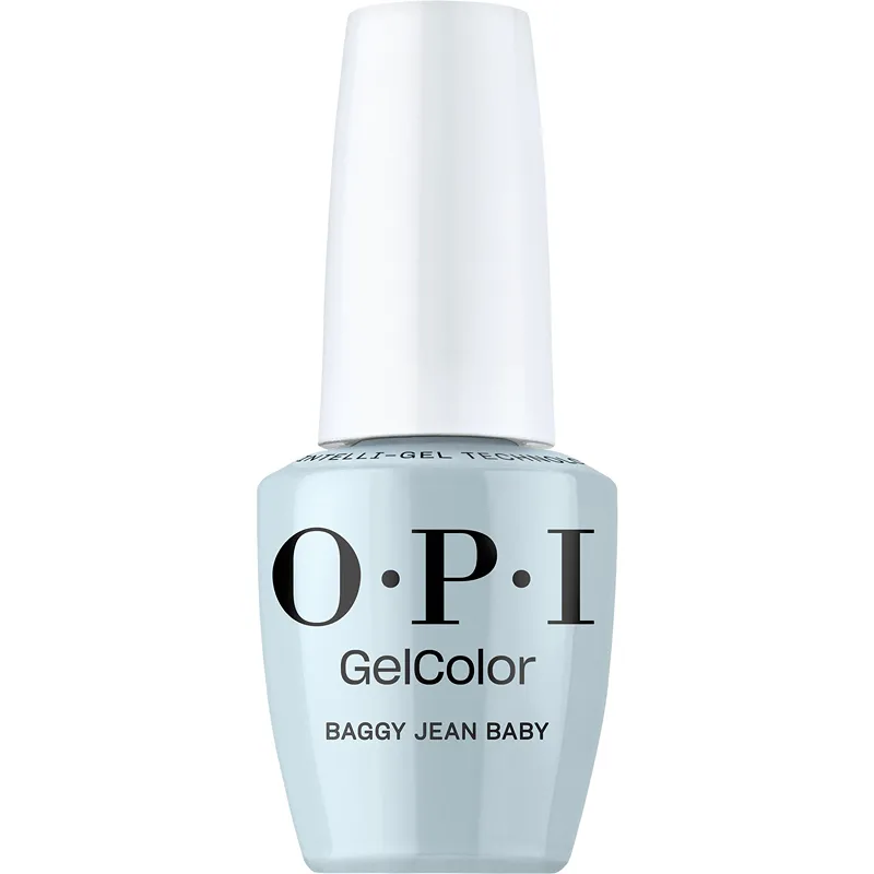 Gellak OPI GelColor Baggy Jean Baby – een trendy denimblauwe tint met een glanzende finish