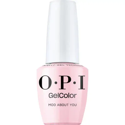 OPI Mod About You pink gel polish with glossy finish. Semi-permanent nail polish in a soft, elegant pink shade with long-lasting shine. Perfect for a refined and classic look.