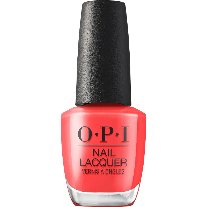 OPI nagellak in rood met glanzende afwerking, Blushin' Pride. Ideaal voor een levendige en elegante manicure.