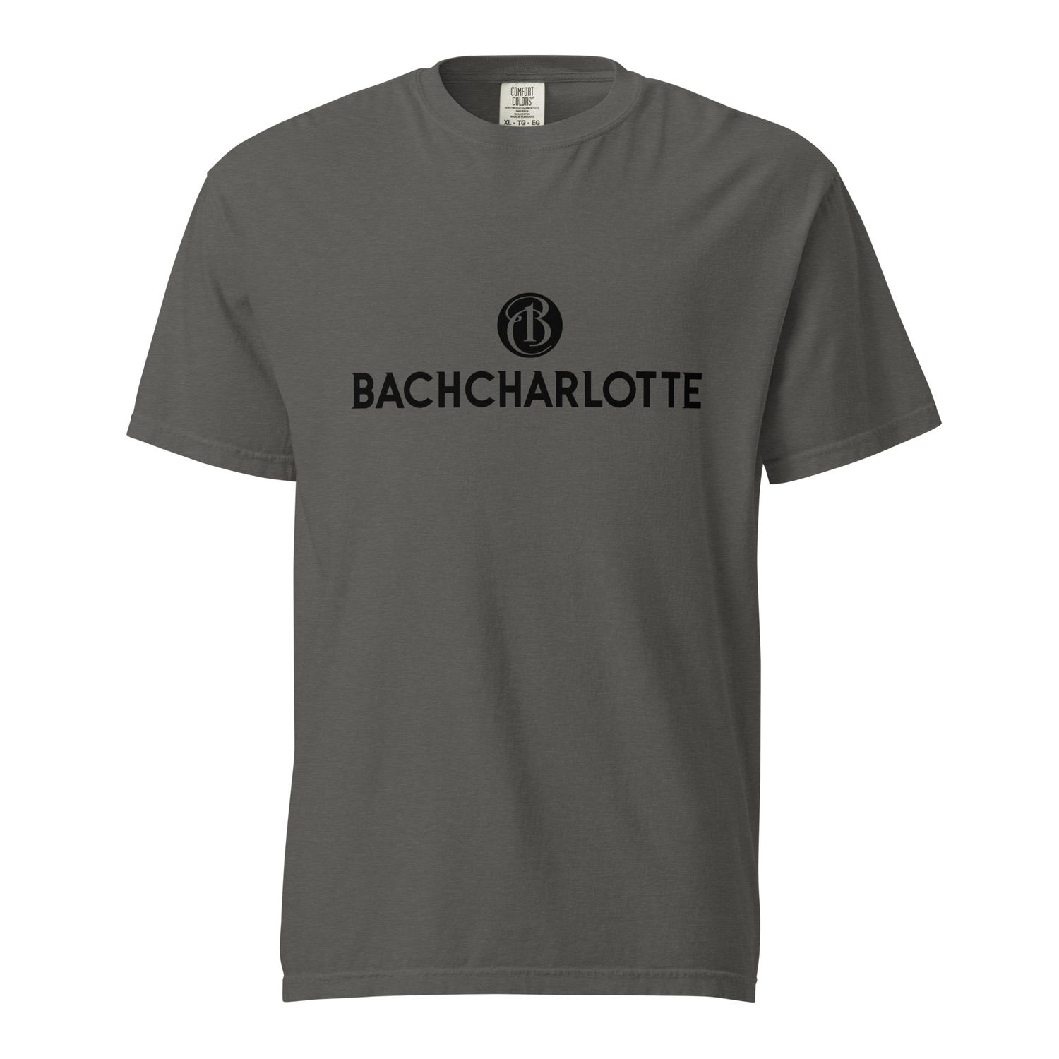 Unisex Garment-Dyed Heavyweight Black Logo on Dark Gray T-shirt