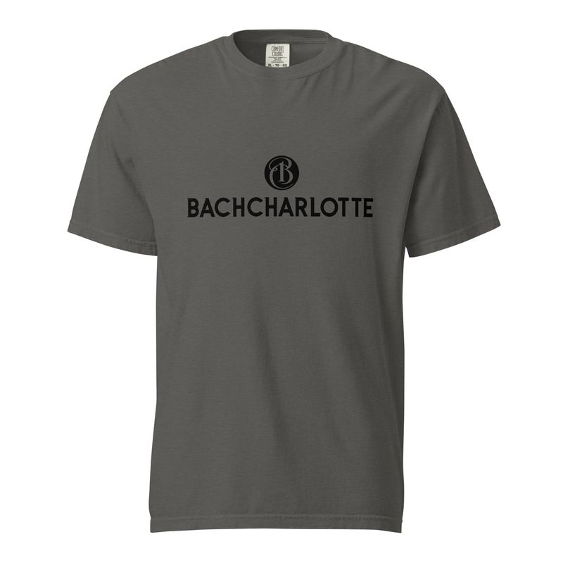 Unisex Garment-Dyed Heavyweight Black Logo on Dark Gray T-shirt
