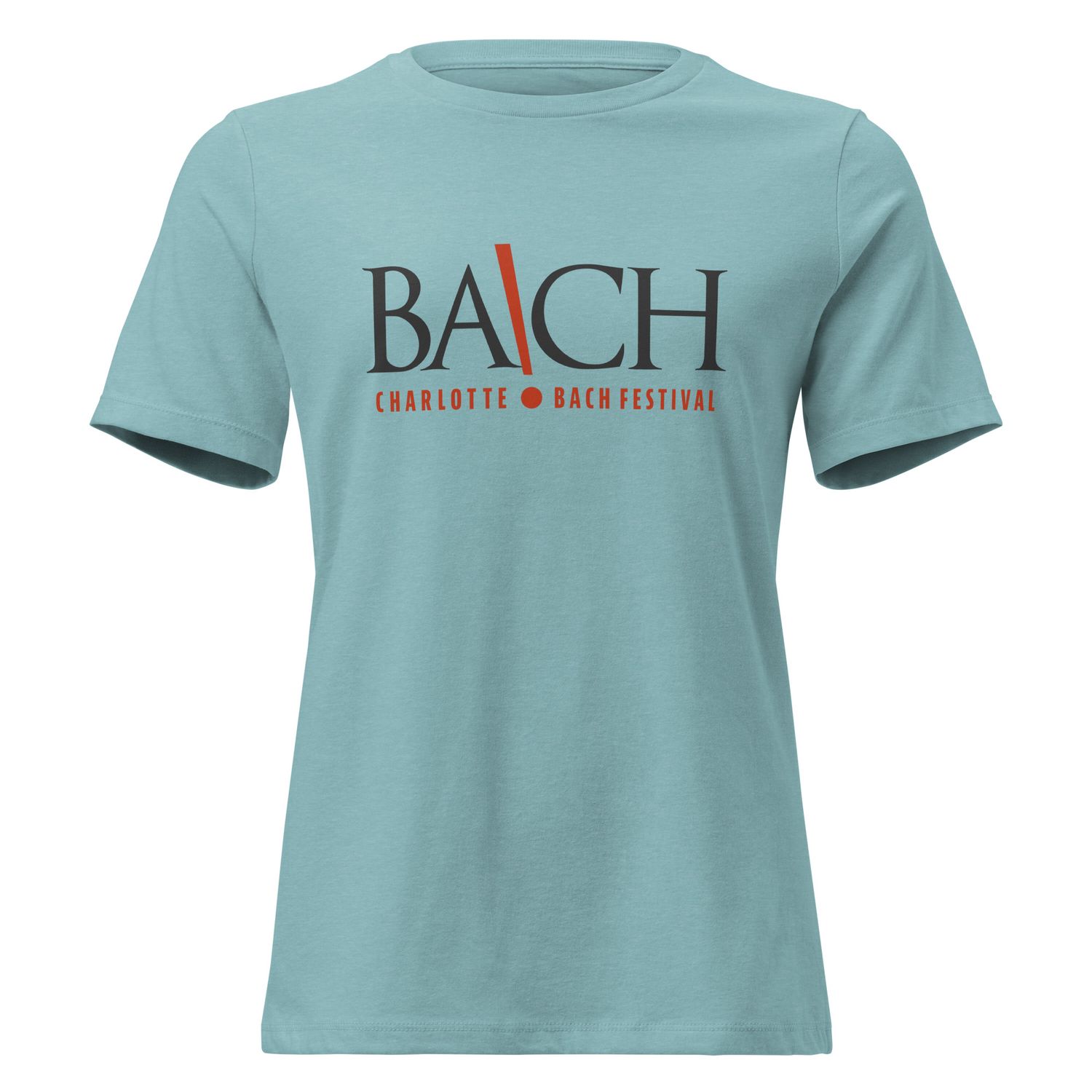 Women's Relaxed T-shirt - Lagoon Blue with Charlotte Bach Festival logo