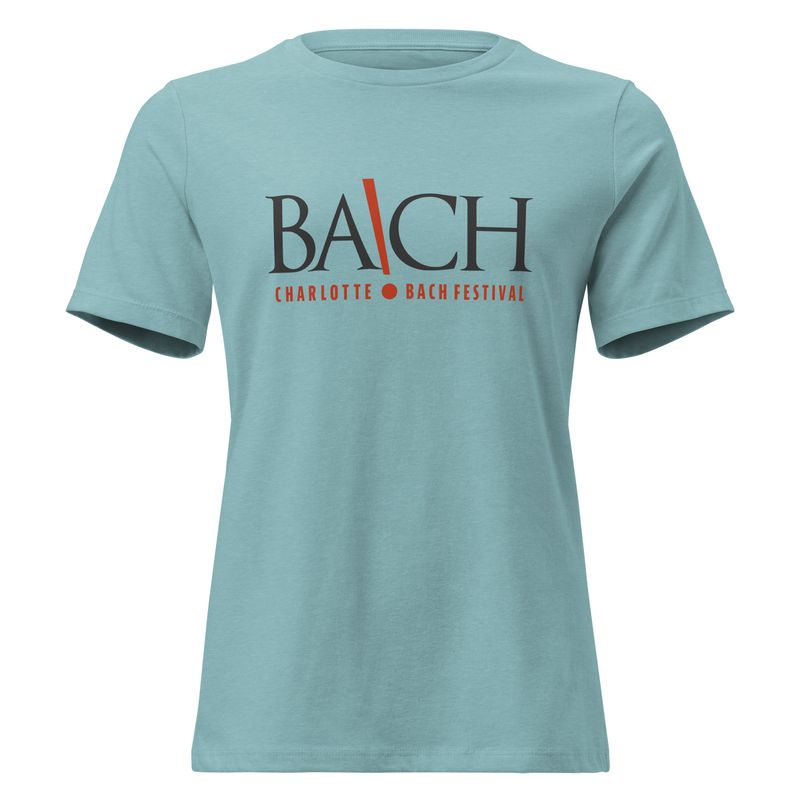 Women's Relaxed T-shirt - Lagoon Blue with Charlotte Bach Festival logo