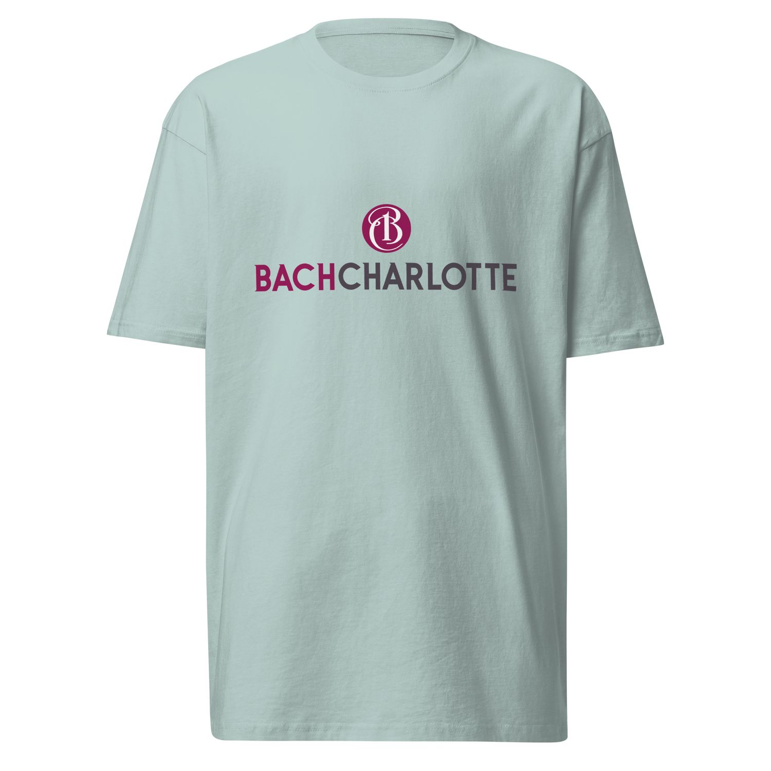 Men’s Premium Heavyweight T-shirt - Agave with Bach Charlotte logo
