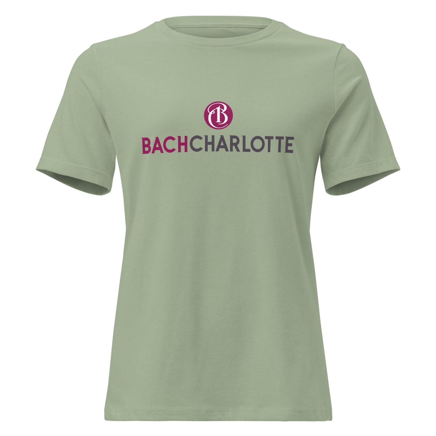 Women's Relaxed T-shirt -  Sage Green with Bach Charlotte logo