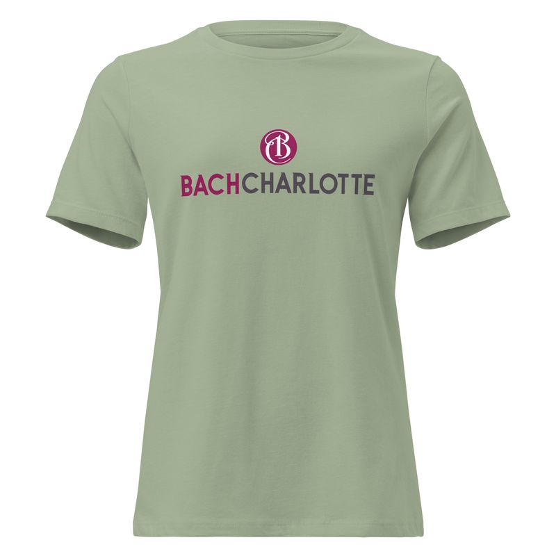 Women's Relaxed T-shirt -  Sage Green with Bach Charlotte logo