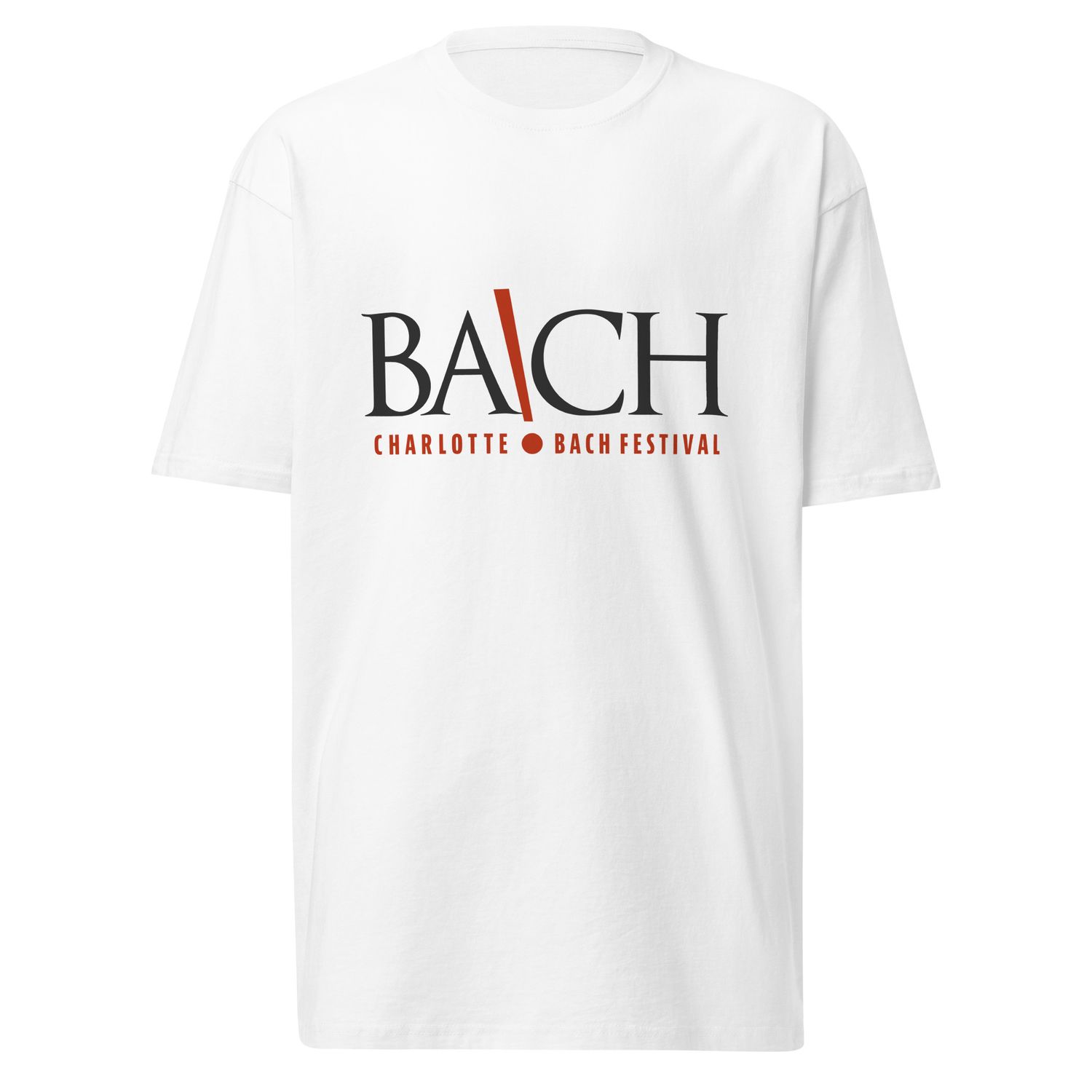 Men’s Premium Heavyweight T-shirt - White with Charlotte Bach Festival logo