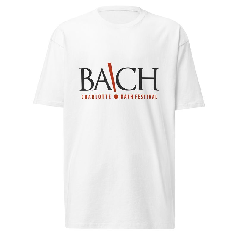 Men’s Premium Heavyweight T-shirt - White with Charlotte Bach Festival logo