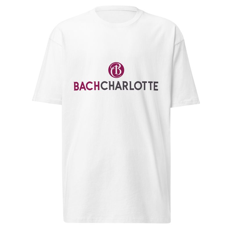 Men’s Premium Heavyweight T-shirt - White with Bach Charlotte logo