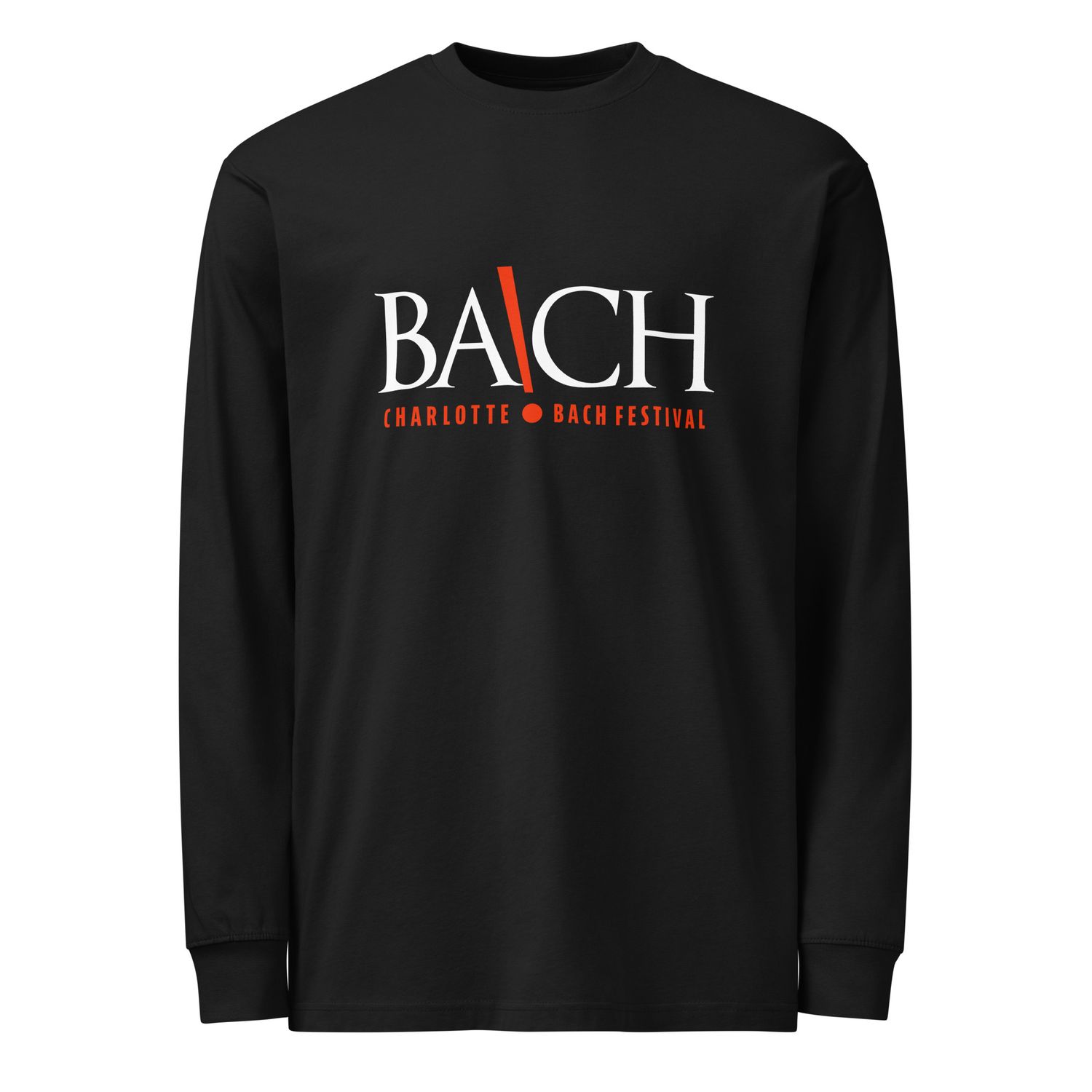 Men's Heavyweight Long Sleeve T-shirt - Black with Charlotte Bach Festival logo