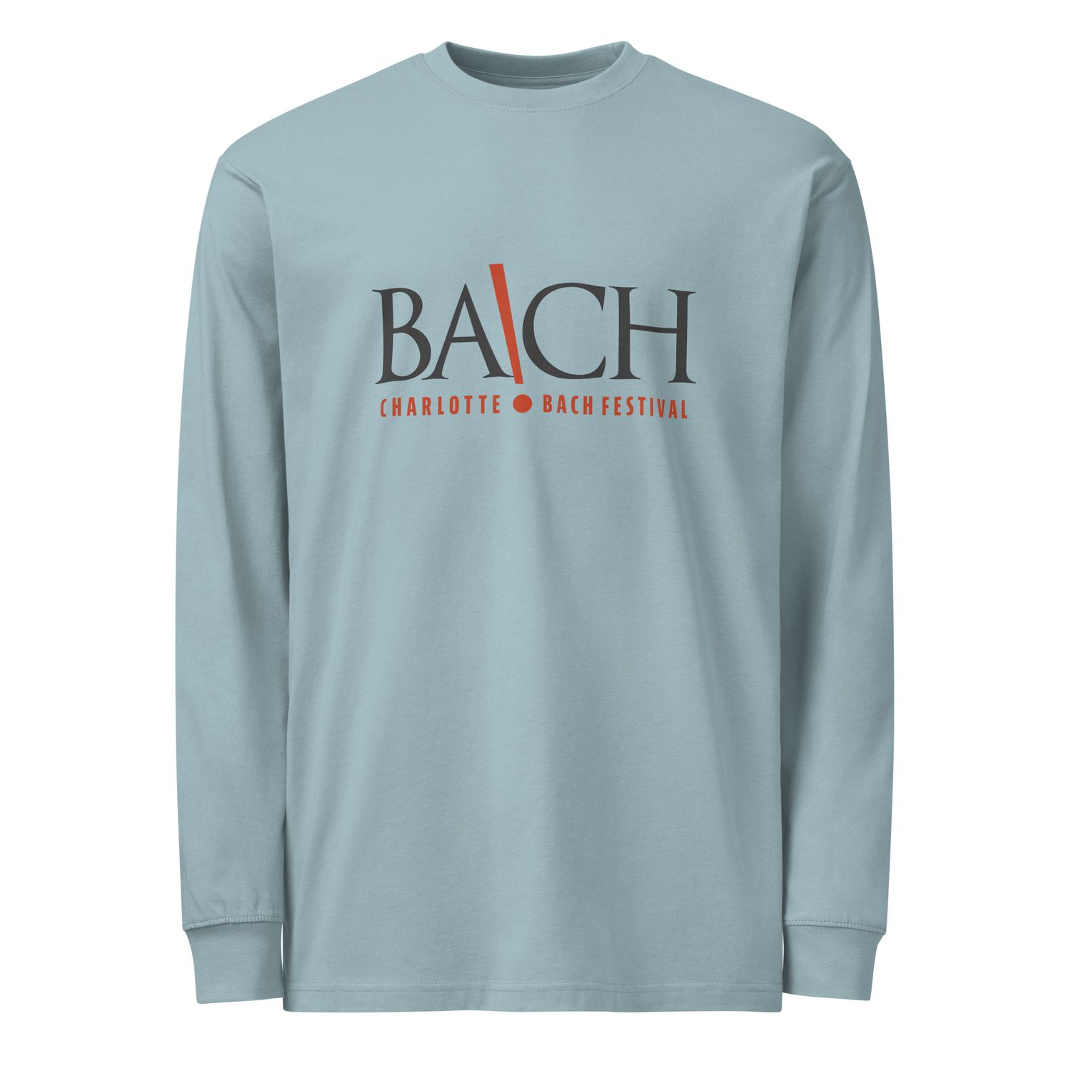Men's Heavyweight Long Sleeve T-shirt - Agave with Charlotte Bach Festival logo