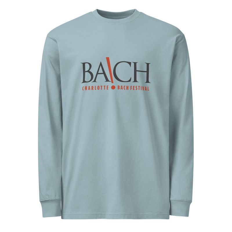 Men's Heavyweight Long Sleeve T-shirt - Agave with Charlotte Bach Festival logo