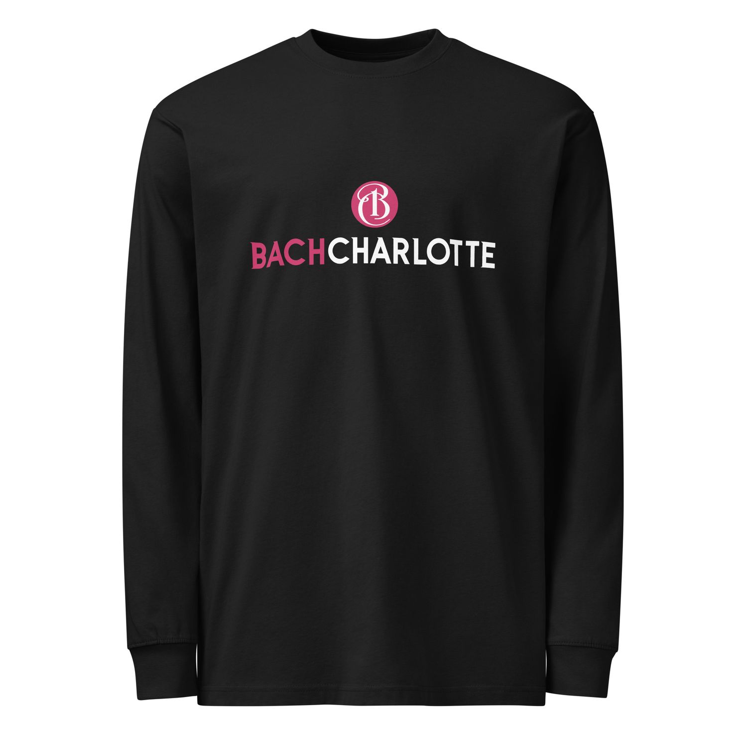 Men's Heavyweight Long Sleeve T-shirt - Black with Bach Charlotte logo