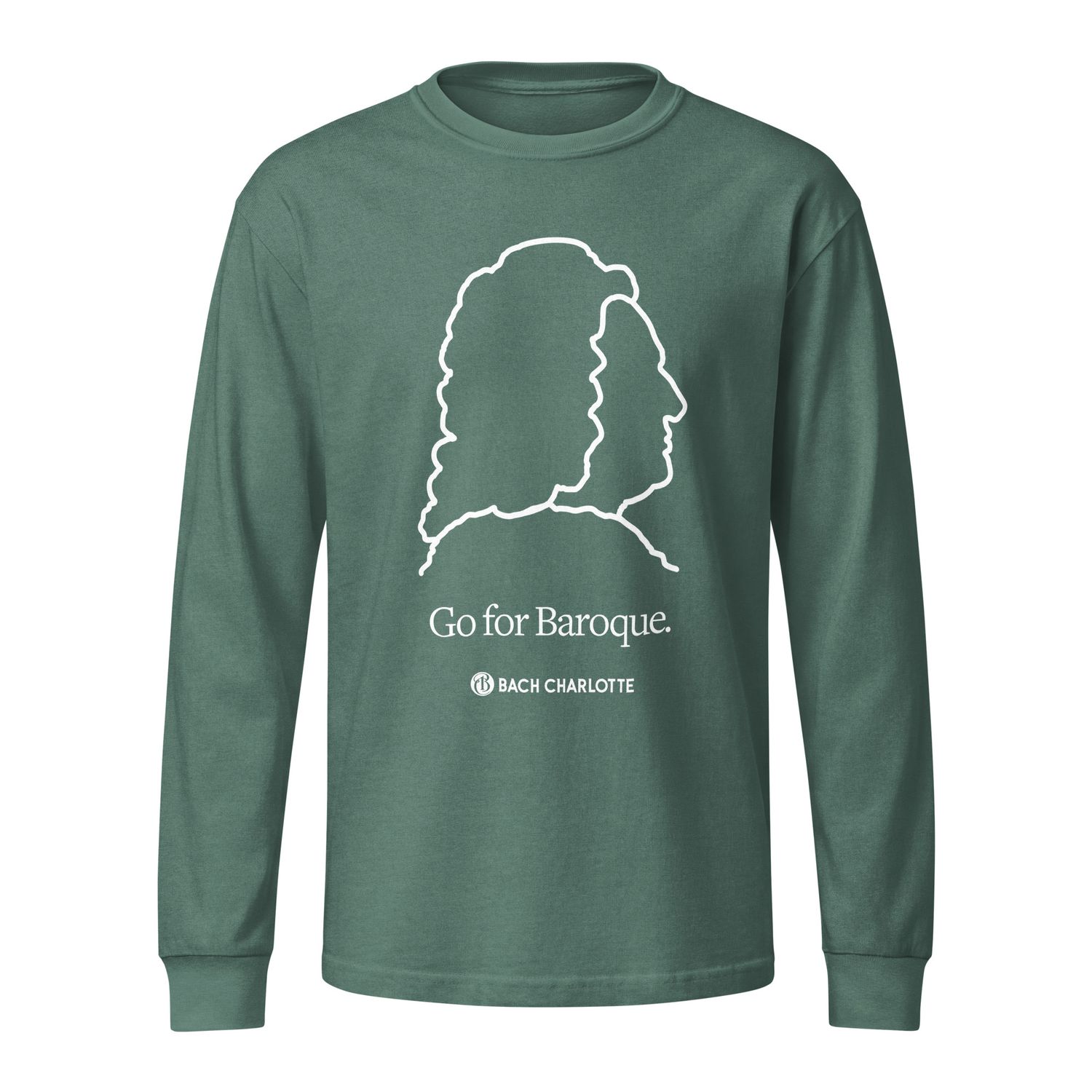 “Go for Baroque” Unisex Garment Dye Heavyweight Long Sleeve T-shirt - Washed Pine