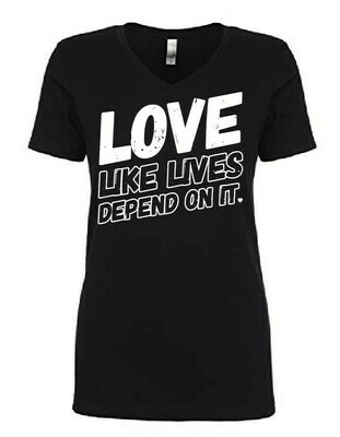 LOVE - Women's V Neck Tee