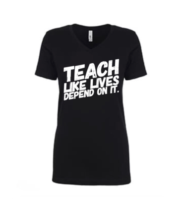 TEACH - Ladies V Neck Tee