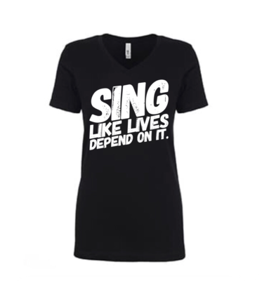 SING - Ladies V Neck Tee