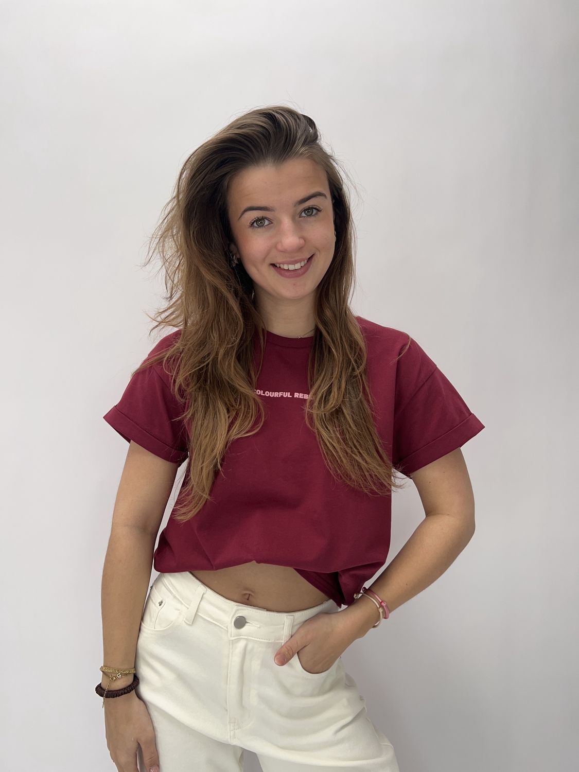 FS Logo boxy tee - burgundy