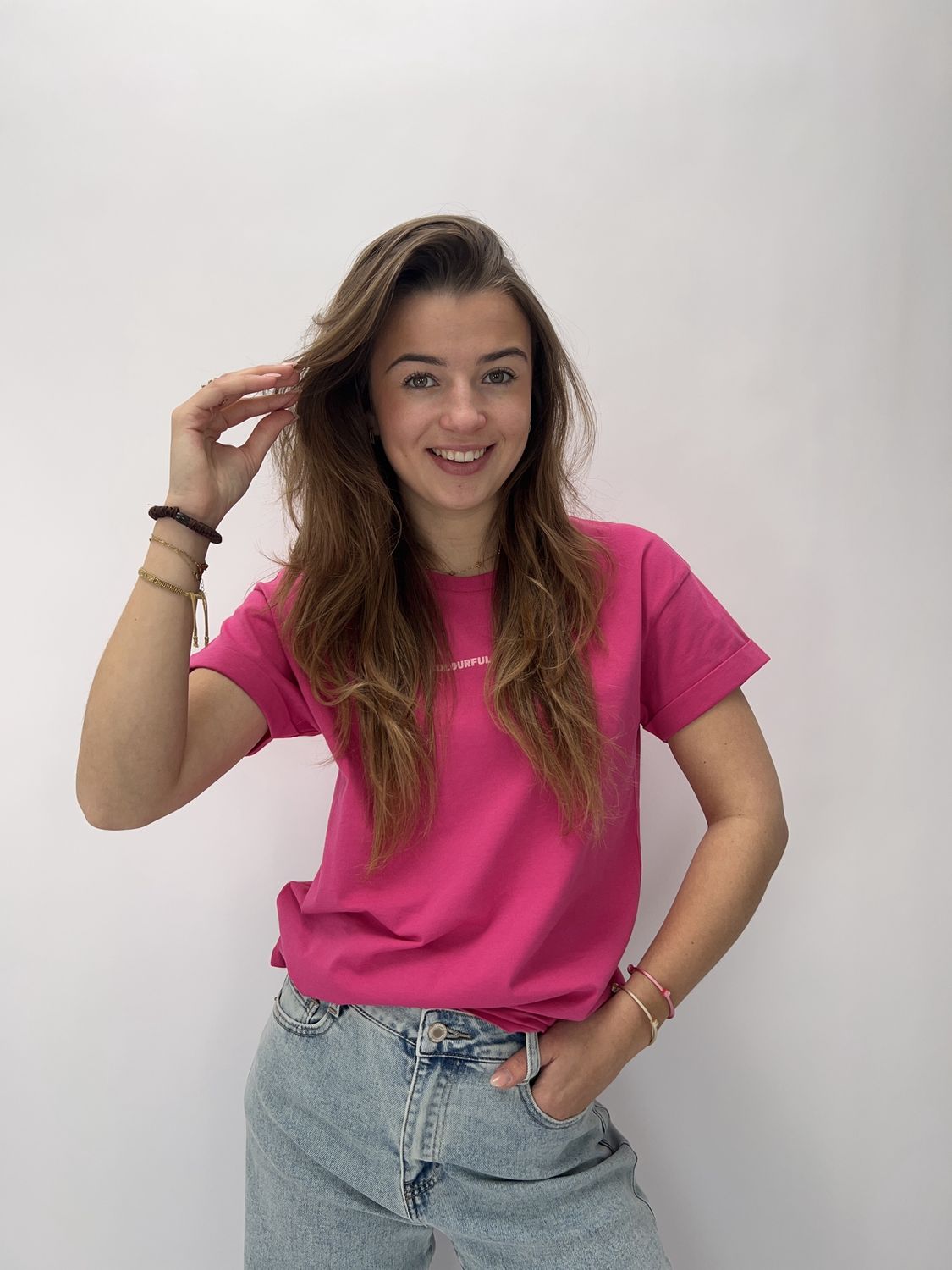 FS Logo boxy tee - fuchsia