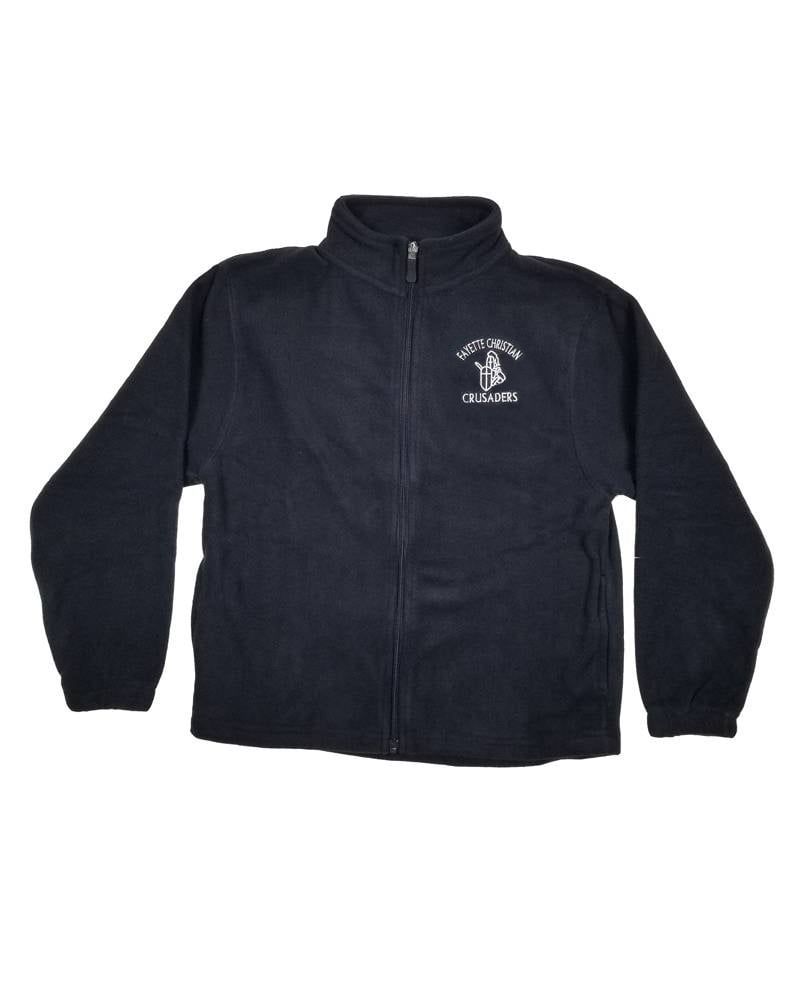 FAYETTE CHRISTIAN FULL ZIP FLEECE, Color: NAVY, Size: Youth XS