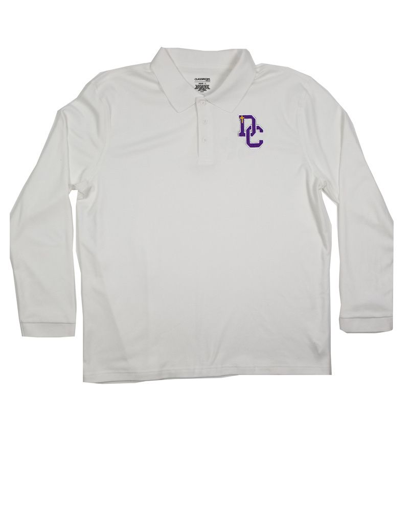 DAYTON CHRISTIAN PIQUE LS POLO SHIRT - WHITE