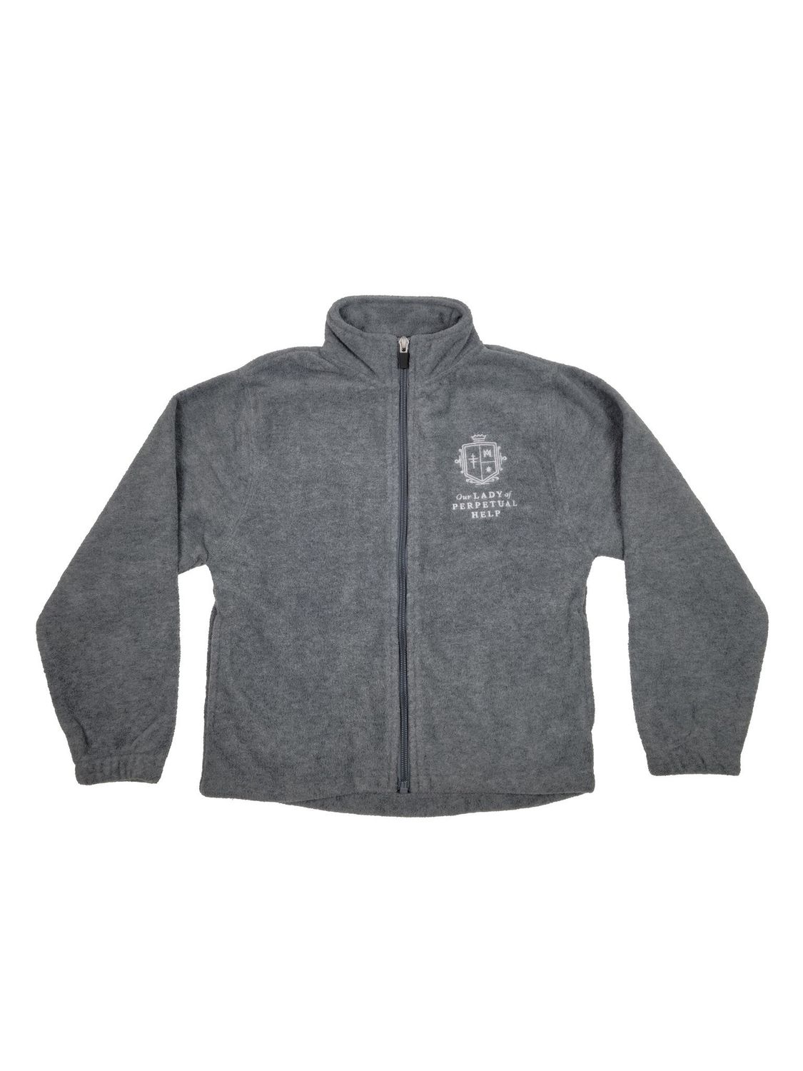 OUR LADY OF PERPETUAL HELP FULL-ZIP FLEECE, Color: GREY, Size: Youth XS