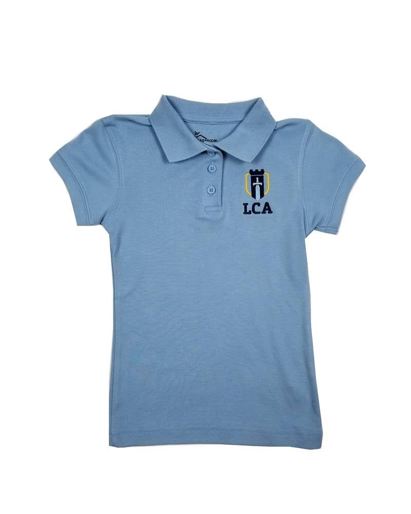 LEGACY CHRISTIAN GIRLS JERSEY SS POLO, Color: LT. BLUE, Size: Youth XS