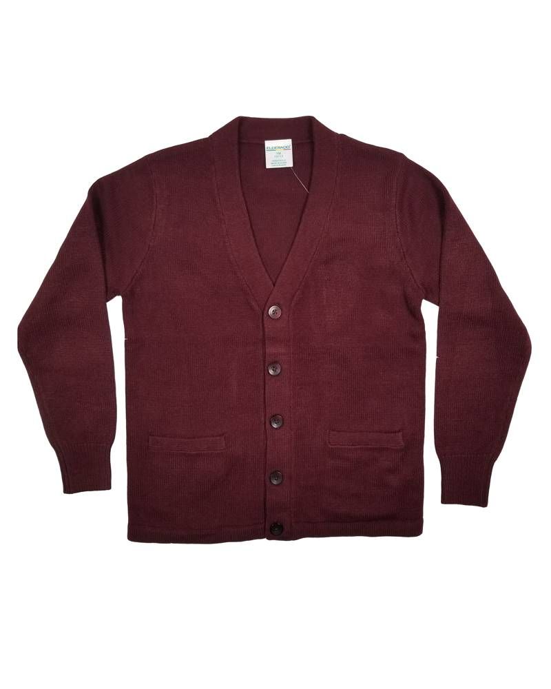 V-NECK CARDIGAN W/ POCKET MAROON 