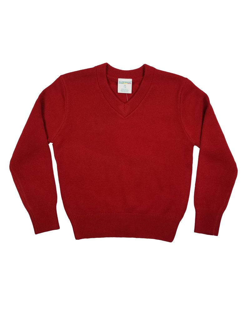 V/NECK PULLOVER SWEATER RED 