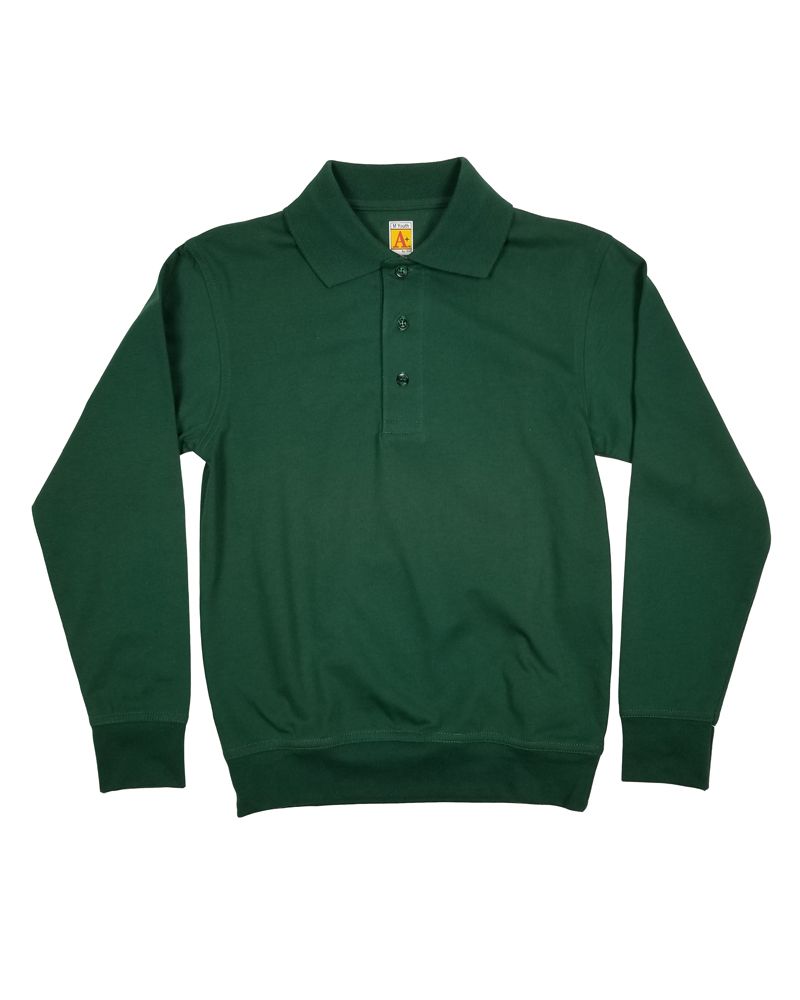 LONG SLEEVE BANDED BOTTOM POLO GREEN