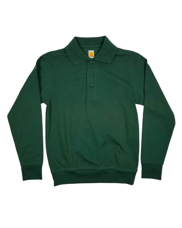LONG SLEEVE BANDED BOTTOM POLO GREEN