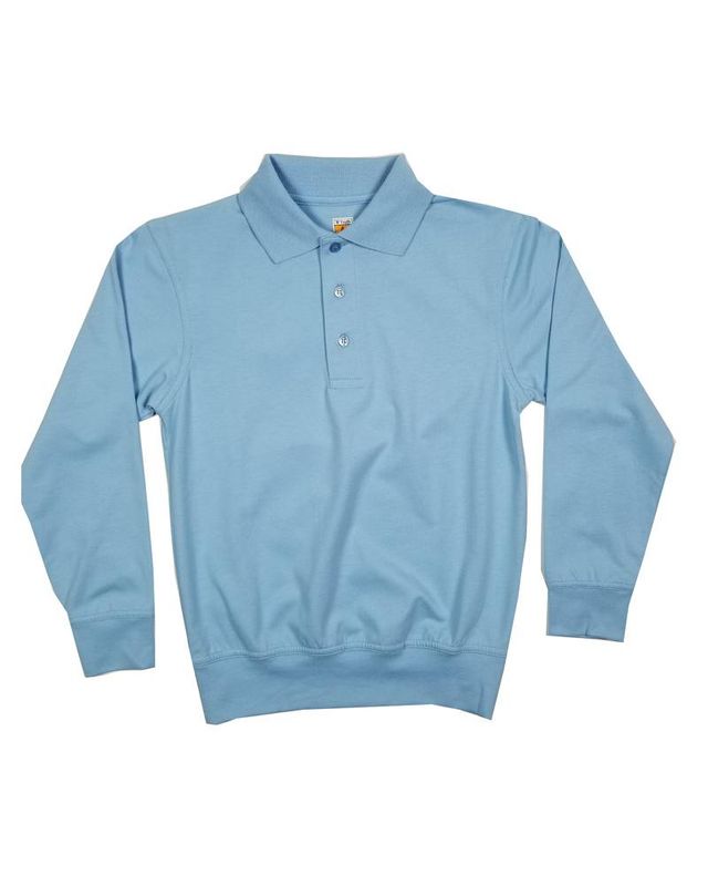 LONG SLEEVE BANDED BOTTOM POLO LT BLUE