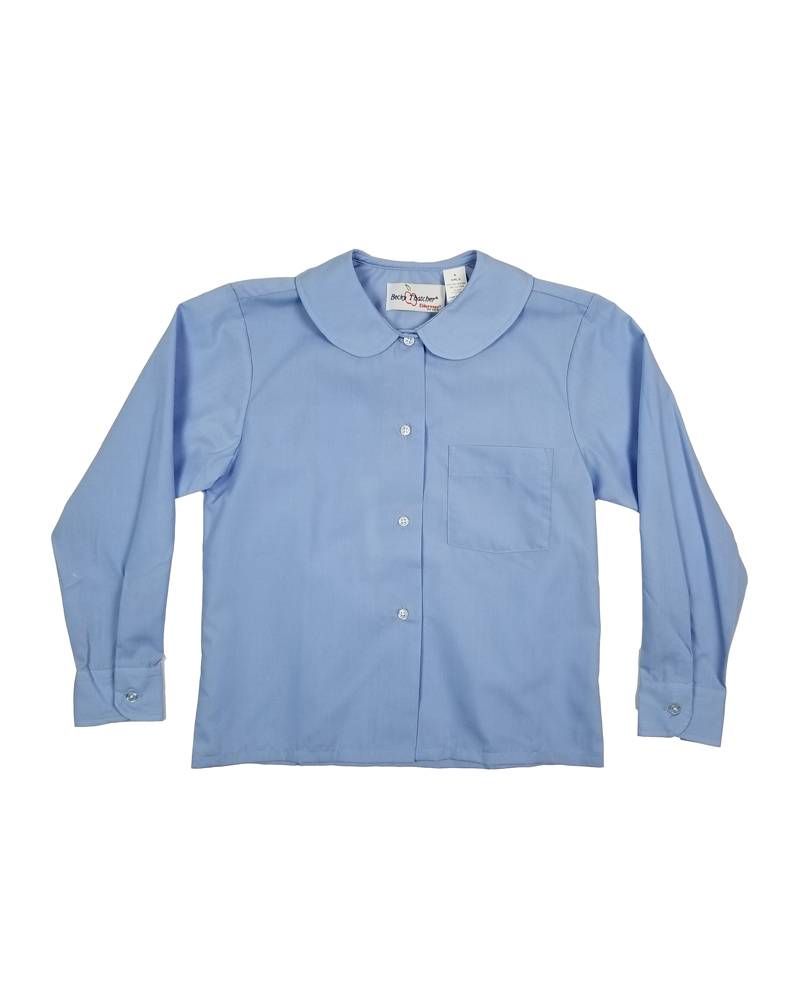 GIRLS/LADIES LS LT BLUE ROUND COLLAR BLOUSE