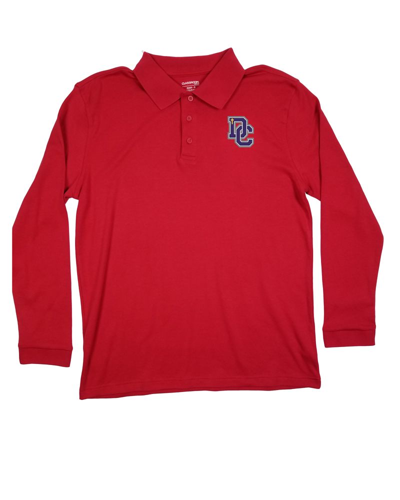DAYTON CHRISTIAN PIQUE LS POLO SHIRT - RED